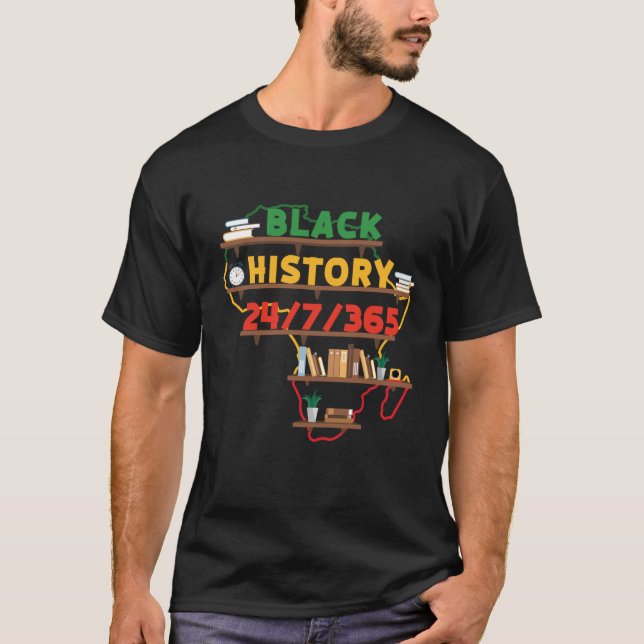 Black History Month 24 7 365 Africa Map Library bo T-Shirt (Vorderseite)
