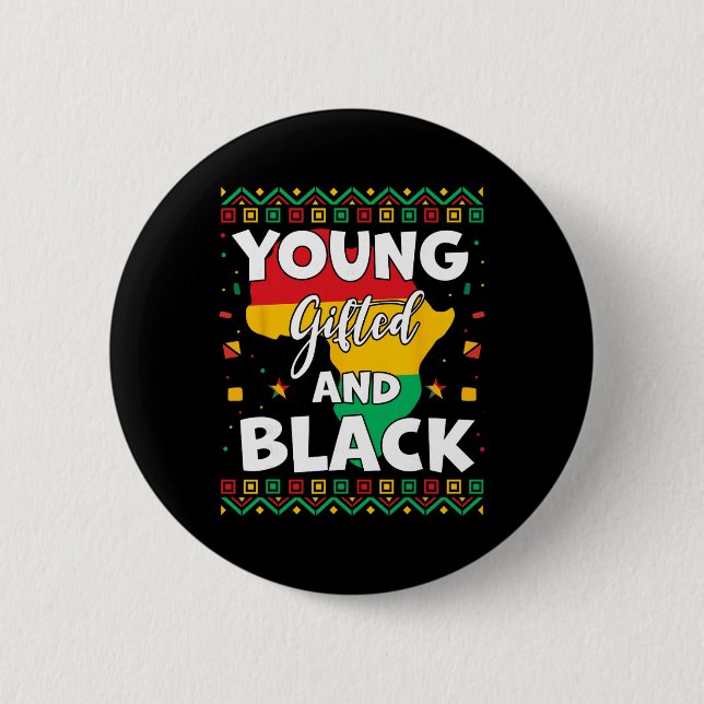 Black History Month African Maps Young Gifted And  Button (Vorderseite)