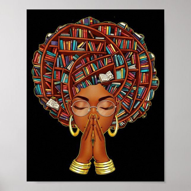 Black History Month Afro Book Lover Women Girls Li Poster (Vorne)