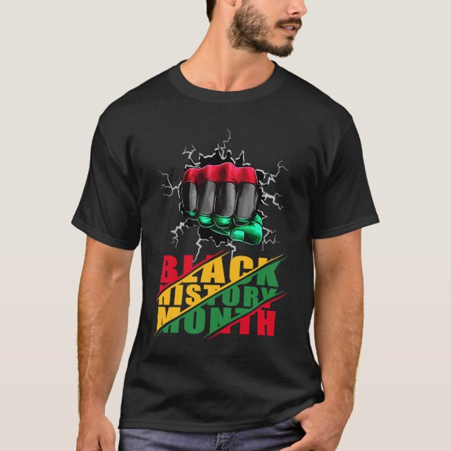 Black History Month BHM Afro Pride Hand Fist Black T-Shirt (Vorderseite)