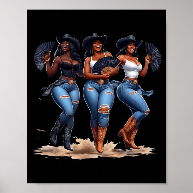 Black History Month Cowgirl Western Afro Black Wom Poster (Vorne)