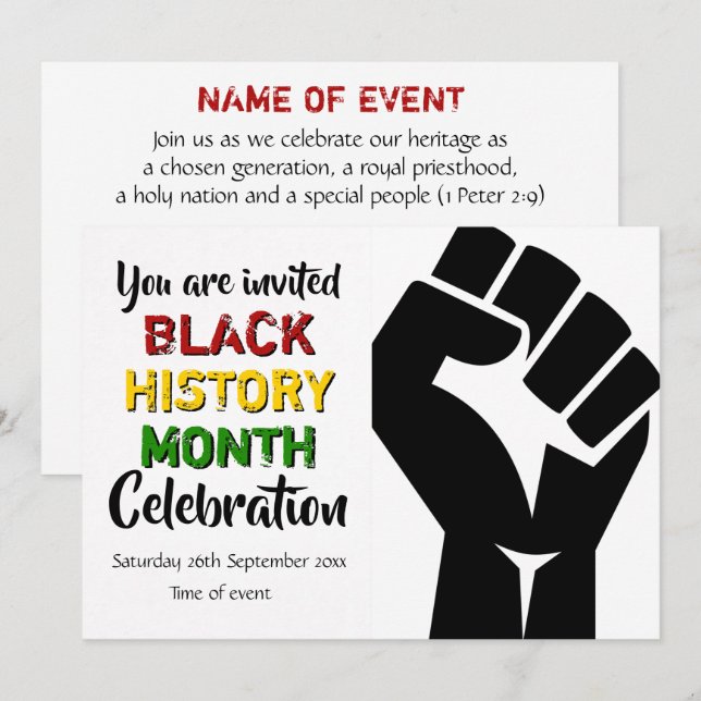 BLACK HISTORY MONTH Event Party Celebration Einladung (Vorne/Hinten)