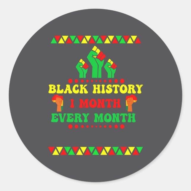 Black History Month Every Month  Runder Aufkleber (Vorderseite)