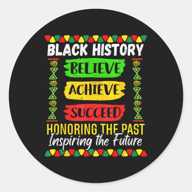 Black History Month Glaube an Erfolg Melani Runder Aufkleber (Vorderseite)