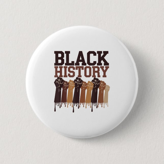 Black History Month Hands Symbol Afro Motivation  Button (Vorderseite)