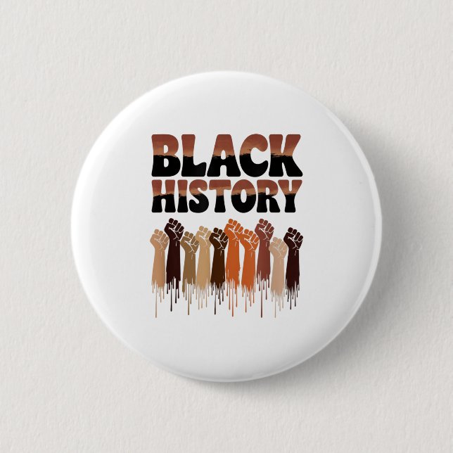 Black History Month Hands Symbol Afro Motivation  Button (Vorderseite)