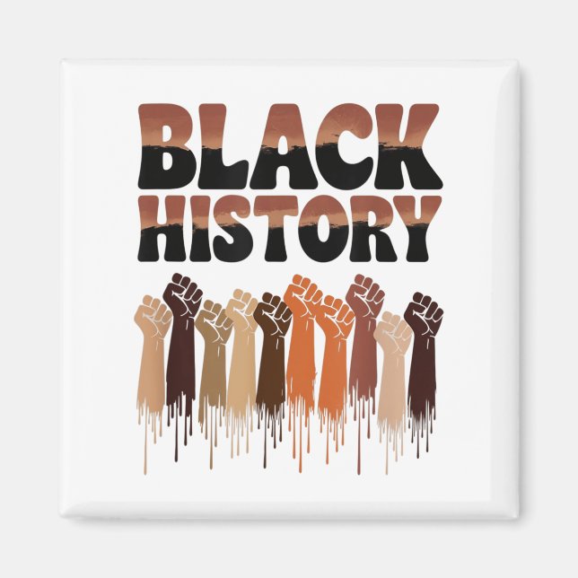 Black History Month Hands Symbol Afro Motivation  Magnet (Vorne)