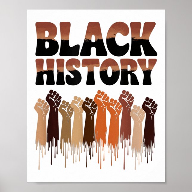 Black History Month Hands Symbol Afro Motivation  Poster (Vorne)