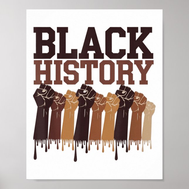 Black History Month Hands Symbol Afro Motivation  Poster (Vorne)