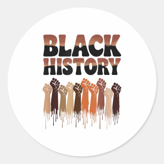 Black History Month Hands Symbol Afro Motivation  Runder Aufkleber (Vorderseite)
