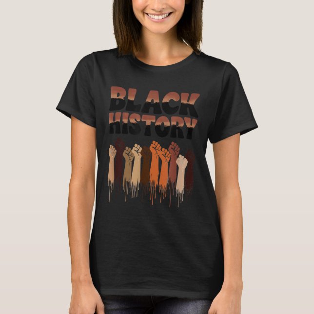 Black History Month Hands Symbol Afro Motivation  T-Shirt (Vorderseite)