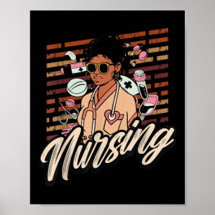 Black History Nursing Krankenschwester Student Afr Poster