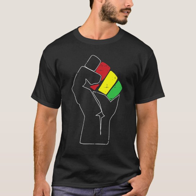 Black History Power Fist Africa Flag African Ameri T-Shirt (Vorderseite)