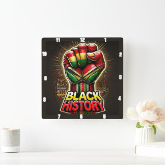 Black History Theme Empowerment symbolischen Desig Quadratische Wanduhr
