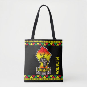 Black History with Africa Map and Fire on BLACK Tasche