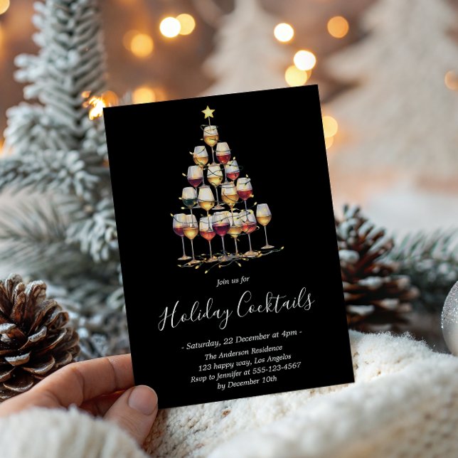 Black Holiday Cocktail - Elegantes Weihnachts-Part Einladung (Von Creator hochgeladen)