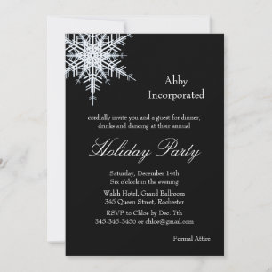 Black Holiday Offset Snowflake Invitation (corp)