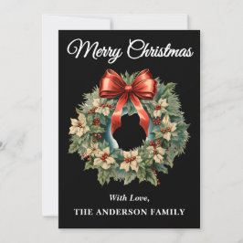 Black Holly Berry Christmas Wreath Feiertagskarte