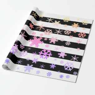 Black Holographic Christmas Snowflake Pattern Geschenkpapier