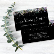 Black Holographic Glitzer Business Card