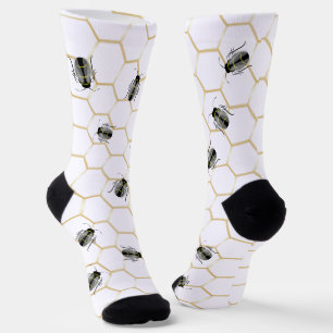 Black Honey Bee Honeycomb Design Socks Socken