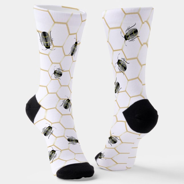 Black Honey Bee Honeycomb Design Socks Socken (Gewinkelt)