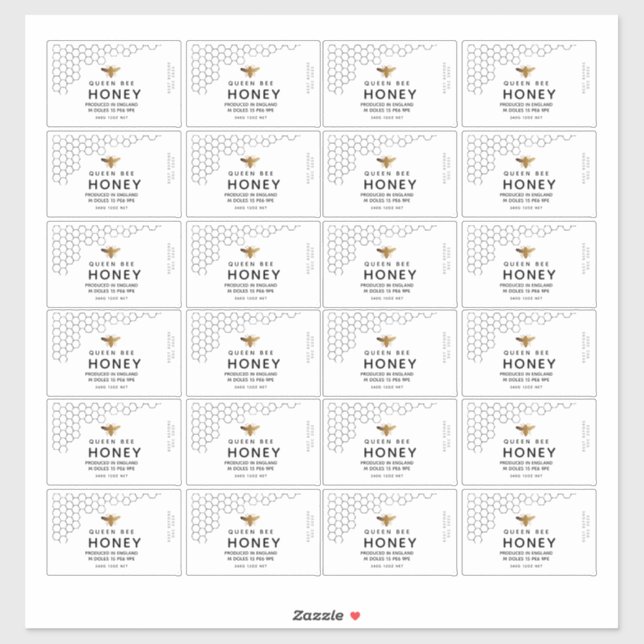 Black Honeycomb Transparentes Honey Bee Label 8x5c (Blatt)