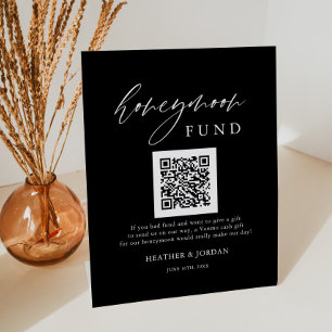 Black Honeymoon Wish QR Code-Zeichen Sockelschild