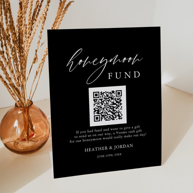 Black Honeymoon Wish QR Code-Zeichen Sockelschild (Von Creator hochgeladen)