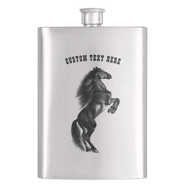 Black Horse Flask Geschenk mit benutzerdefiniertem Flachmann (Vorderseite)