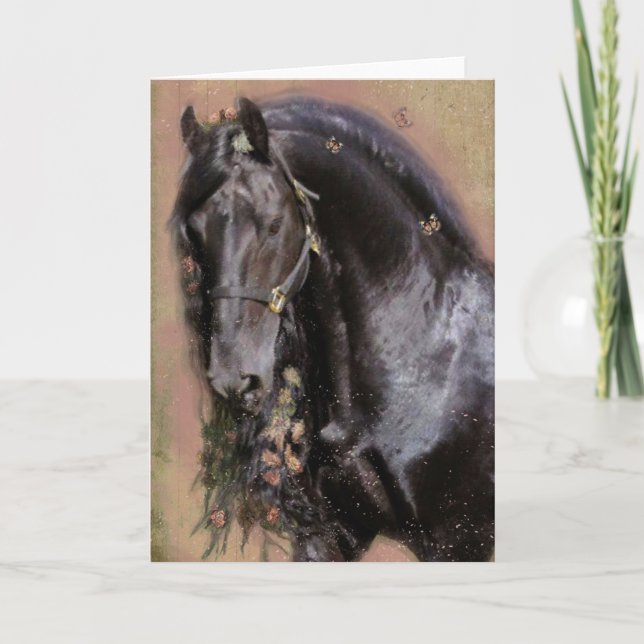 Black Horse Friesian - Grußkarte Dankeskarte (Vorderseite)