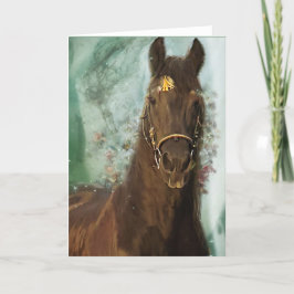 Black Horse Friesian Horse - Grußkarte Dankeskarte