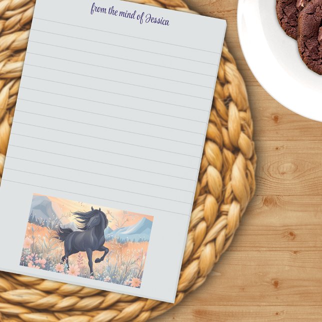 Black Horse Girl Wildblume Personalisiert Slogan Post-it Klebezettel (Black Horse Girl Wildflower Personalized Slogan Post-it Notes)