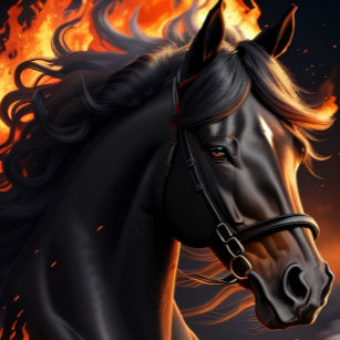 Black Horse on Fire v1 Seidenpapier