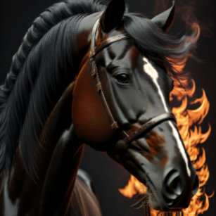 Black Horse on Fire v2 Seidenpapier