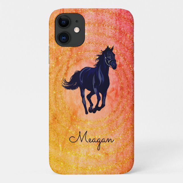 Black Horse Rustic Sparkle iPhone / coque ipad (Dos)