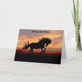 Black Horse Sunset Grußkarte über die Meilen Dankeskarte