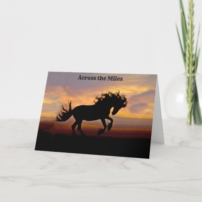 Black Horse Sunset Grußkarte über die Meilen Dankeskarte (Vorderseite)