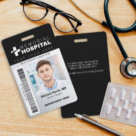 Black Hospital ID Abzeichen mit Foto und Strichcod Ausweis