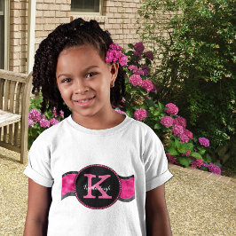 Black Hot Pink Greves Girly Glam Monogram Name T-Shirt