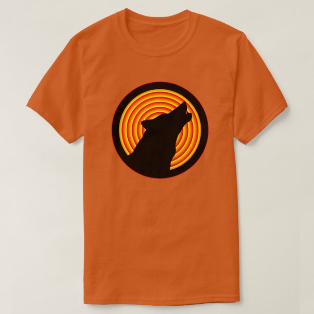 BLACK HOWLING WOLF SILHOUETTE T-Shirt (Design vorne)