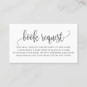 Black Hübsch Script Baby Shooting Book Request Car Visitenkarte