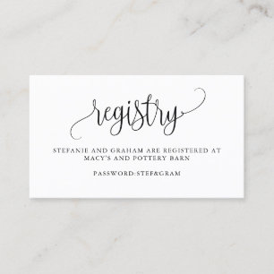 Black Hübsch Script Wedding Gift Registry Card Visitenkarte