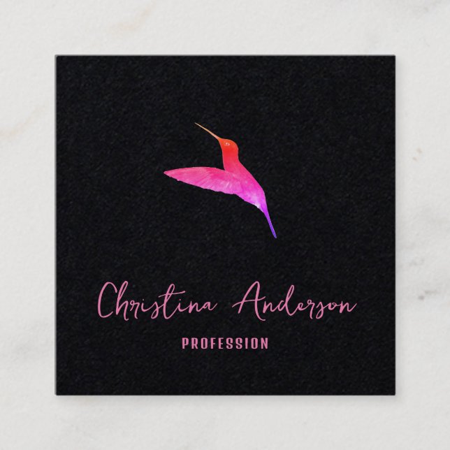 Black Hummingbird Square Business Card Quadratische Visitenkarte (Vorderseite)