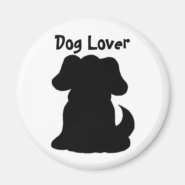 Black Hund Silhouette Magnet (Vorne)