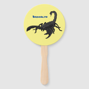 Black hungry scorpion cartoon illustration fächer