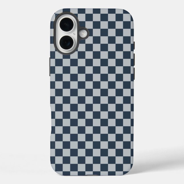 Black ice checkered board pattern iPhone 16 plus hülle (Rückseite)