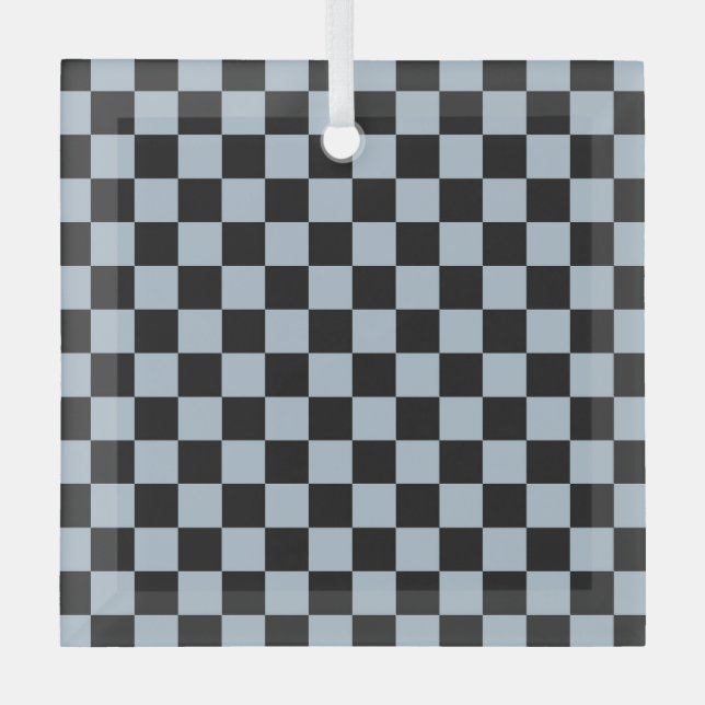 Black ice checkered pattern ornament aus glas (Vorderseite)