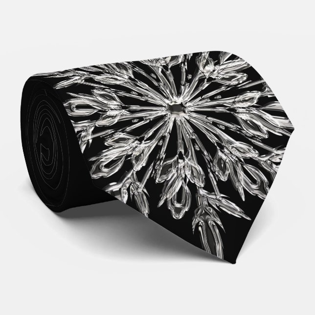 Black Ice Crystal Krawatte (Gerollt)