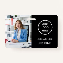 Black ID Card Company Mitarbeiter Abzeichen Modern Ausweis